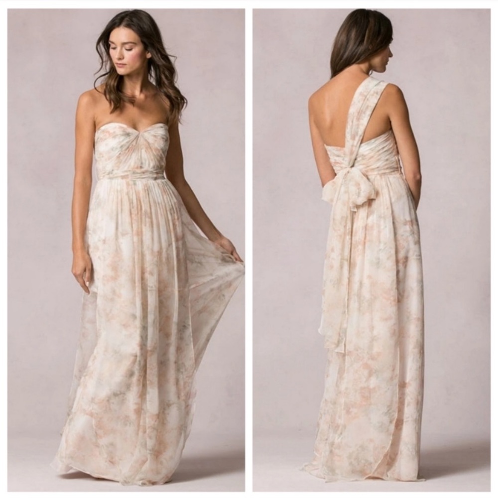 Jenny Yoo Watercolor Nyla Vintage Floral Strapless Dress